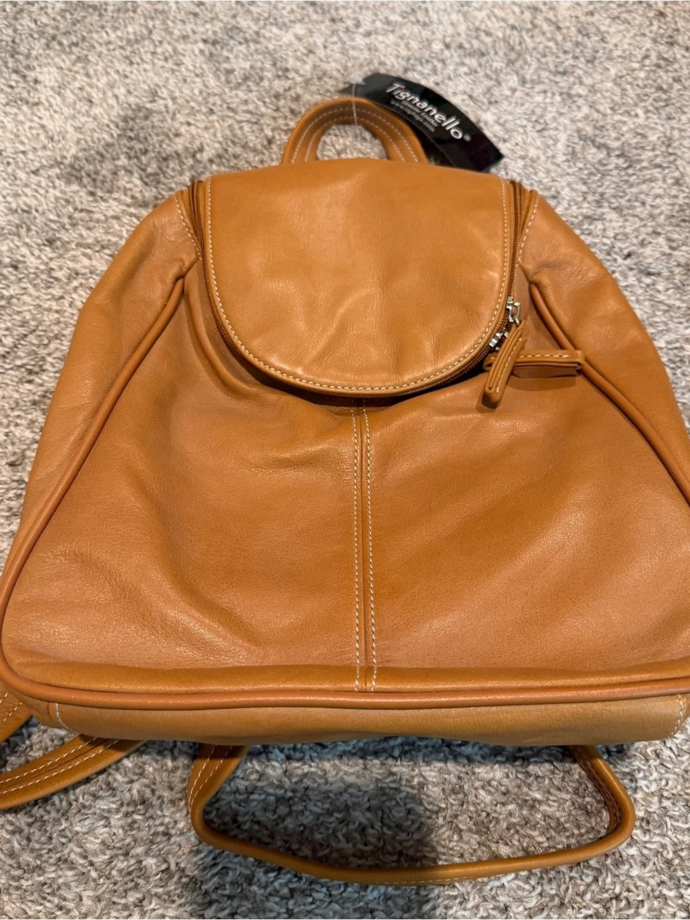 Tignanello Caramel Tan Leather Backpack